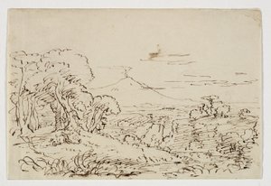 エンナの谷に花を集めるプロスペリン、184647年頃（紙に鉛筆でペンとインク） 作： Thomas Cole